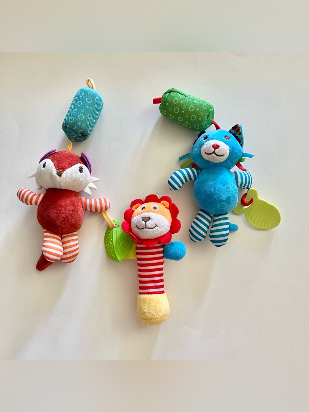 Bundle of infant baby chime rattle teether plush toys